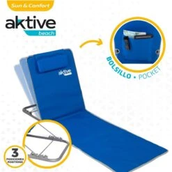 AKTIVE Matelas De Camping Pliable, Dossier Multipositions, Bleu -Pêche Passion Soldes aktive matelas de camping pliable dossier multipositions bleu 2
